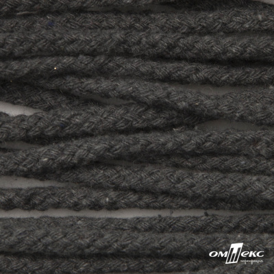 Шнур плетеный d-6 мм круглый, 70% хлопок 30% полиэстер, уп.90+/-1 м, цв.1088-т.серый - купить в Коврове. Цена: 588 руб.