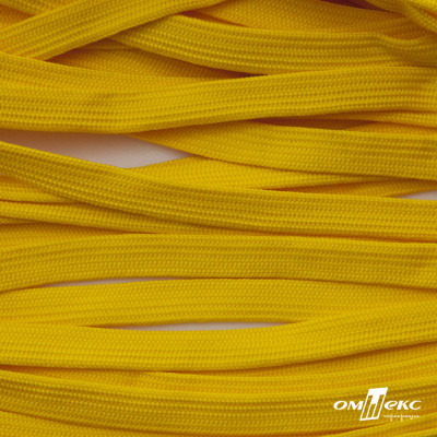 Шнур плетеный (плоский) d-12 мм, (уп.90+/-1м), 100% полиэстер, цв.269 - жёлтый - купить в Коврове. Цена: 8.62 руб.