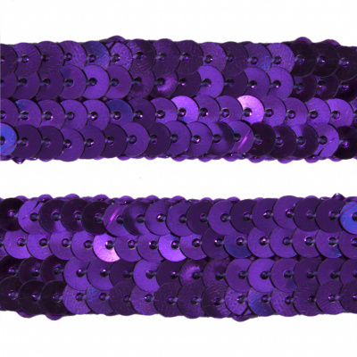 Тесьма с пайетками 12, шир. 20 мм/уп. 25+/-1 м, цвет фиолет - купить в Коврове. Цена: 778.19 руб.