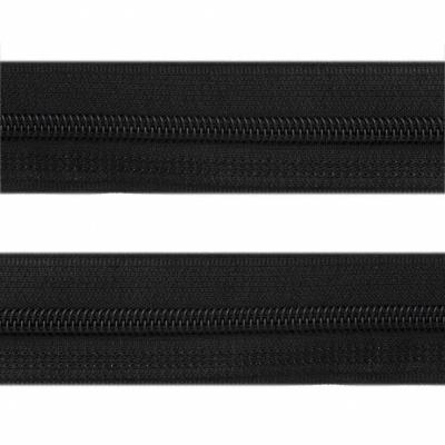 Рулонная молния с покрытием PVC спираль тип 3 (упак.270м) -черная с полосой СВО - купить в Коврове. Цена: 12.74 руб.