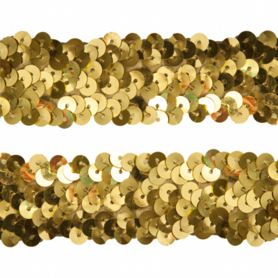 Тесьма с пайетками D16, шир. 30 мм/уп. 25+/-1 м, цвет золото - купить в Коврове. Цена: 1 087.39 руб.