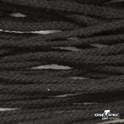 Шнур плетеный d-6 мм круглый, 70% хлопок 30% полиэстер, уп.90+/-1 м, цв.1078-черный - купить в Коврове. Цена: 588 руб.