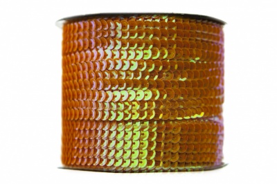 Пайетки "ОмТекс" на нитях, CREAM, 6 мм С / упак.73+/-1м, цв. 88 - оранжевый - купить в Коврове. Цена: 300.55 руб.