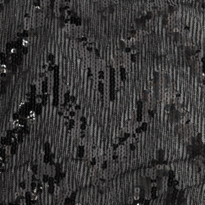 Трикотажное полотно с пайетками, шир.130 см, #311-бахрома чёрная - купить в Коврове. Цена 1 183.35 руб.
