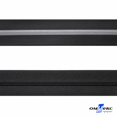 Рулонная молния с покрытием PVC спираль тип 3 (упак.270м) -черная с полосой СВО - купить в Коврове. Цена: 12.74 руб.
