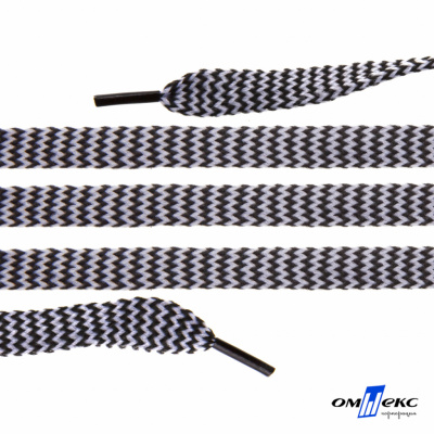 Шнурки #107-07, плоские 130 см, двухцветные цв.серый/чёрный - купить в Коврове. Цена: 23.03 руб.