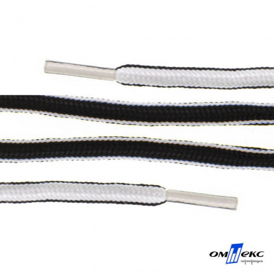 Шнурки #4-27, круглые 130 см, двухцветные (черно/белый) - купить в Коврове. Цена: 47.04 руб.