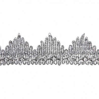 Тесьма металлизированная 0384-0240, шир. 40 мм/уп. 25+/-1 м, цвет серебро - купить в Коврове. Цена: 490.74 руб.