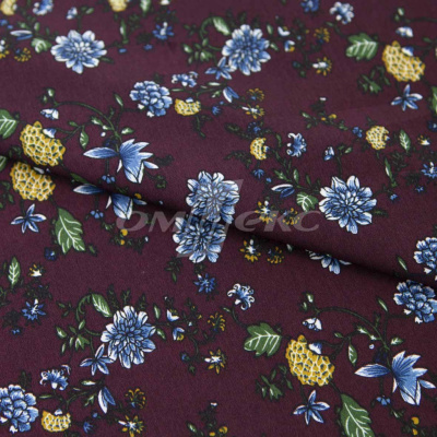 Плательная ткань "Фламенко" 4.1, 80 гр/м2, шир.150 см, принт растительный - купить в Коврове. Цена 259.21 руб.