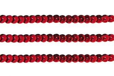 Пайетки "ОмТекс" на нитях, SILVER-BASE, 6 мм С / упак.73+/-1м, цв. 3 - красный - купить в Коврове. Цена: 468.37 руб.