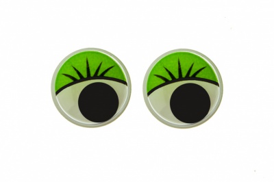 Глазки для игрушек, круглые, с бегающими зрачками, 15 мм/упак.50+/-2 шт, цв. -зеленый - купить в Коврове. Цена: 113.01 руб.