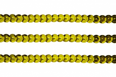 Пайетки "ОмТекс" на нитях, SILVER-BASE, 6 мм С / упак.73+/-1м, цв. 7 - св.золото - купить в Коврове. Цена: 468.37 руб.