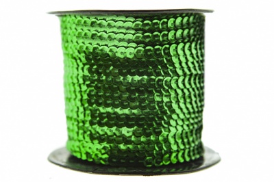 Пайетки "ОмТекс" на нитях, SILVER-BASE, 6 мм С / упак.73+/-1м, цв. 4 - зеленый - купить в Коврове. Цена: 484.77 руб.