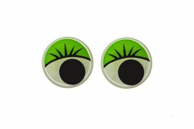 Глазки для игрушек, круглые, с бегающими зрачками, 12 мм/упак.50+/-2 шт, цв. -зеленый - купить в Коврове. Цена: 96.01 руб.