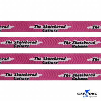 Тесьма отделочная (киперная) 10 мм, 100% хлопок,"THE SKATEBOARD CULIURE"(45 м) цв.121-26 -яр.розовый - купить в Коврове. Цена: 850.62 руб.