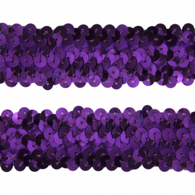 Тесьма с пайетками 12, шир. 30 мм/уп. 25+/-1 м, цвет фиолет - купить в Коврове. Цена: 1 098.48 руб.