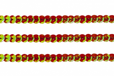 Пайетки "ОмТекс" на нитях, CREAM, 6 мм С / упак.73+/-1м, цв. 96 - красный - купить в Коврове. Цена: 484.77 руб.
