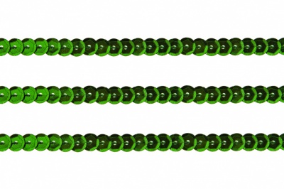 Пайетки "ОмТекс" на нитях, SILVER-BASE, 6 мм С / упак.73+/-1м, цв. 4 - зеленый - купить в Коврове. Цена: 484.77 руб.
