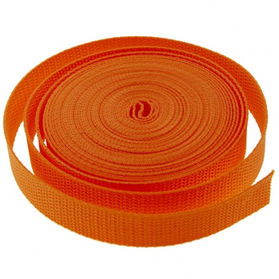 Стропа текстильная, шир. 25 мм (в нам. 50+/-1 ярд), цвет оранжевый - купить в Коврове. Цена: 409.94 руб.