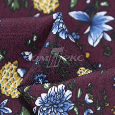 Плательная ткань "Фламенко" 4.1, 80 гр/м2, шир.150 см, принт растительный - купить в Коврове. Цена 259.21 руб.