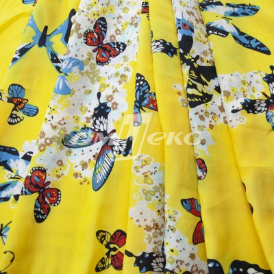 Плательная ткань "Софи" 7.2, 75 гр/м2, шир.150 см, принт бабочки - купить в Коврове. Цена 241.49 руб.