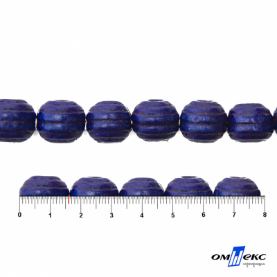 0309-Бусины деревянные "ОмТекс", 16 мм, упак.50+/-3шт, цв.006-синий - купить в Коврове. Цена: 62.22 руб.